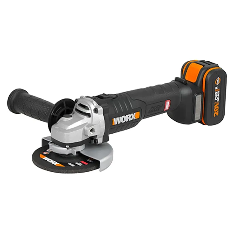 Угловая шлифмашина (болгарка) WORX WX812 20V аккумуляторная, с АКБ на 4 А*ч и ЗУ, в кейсе